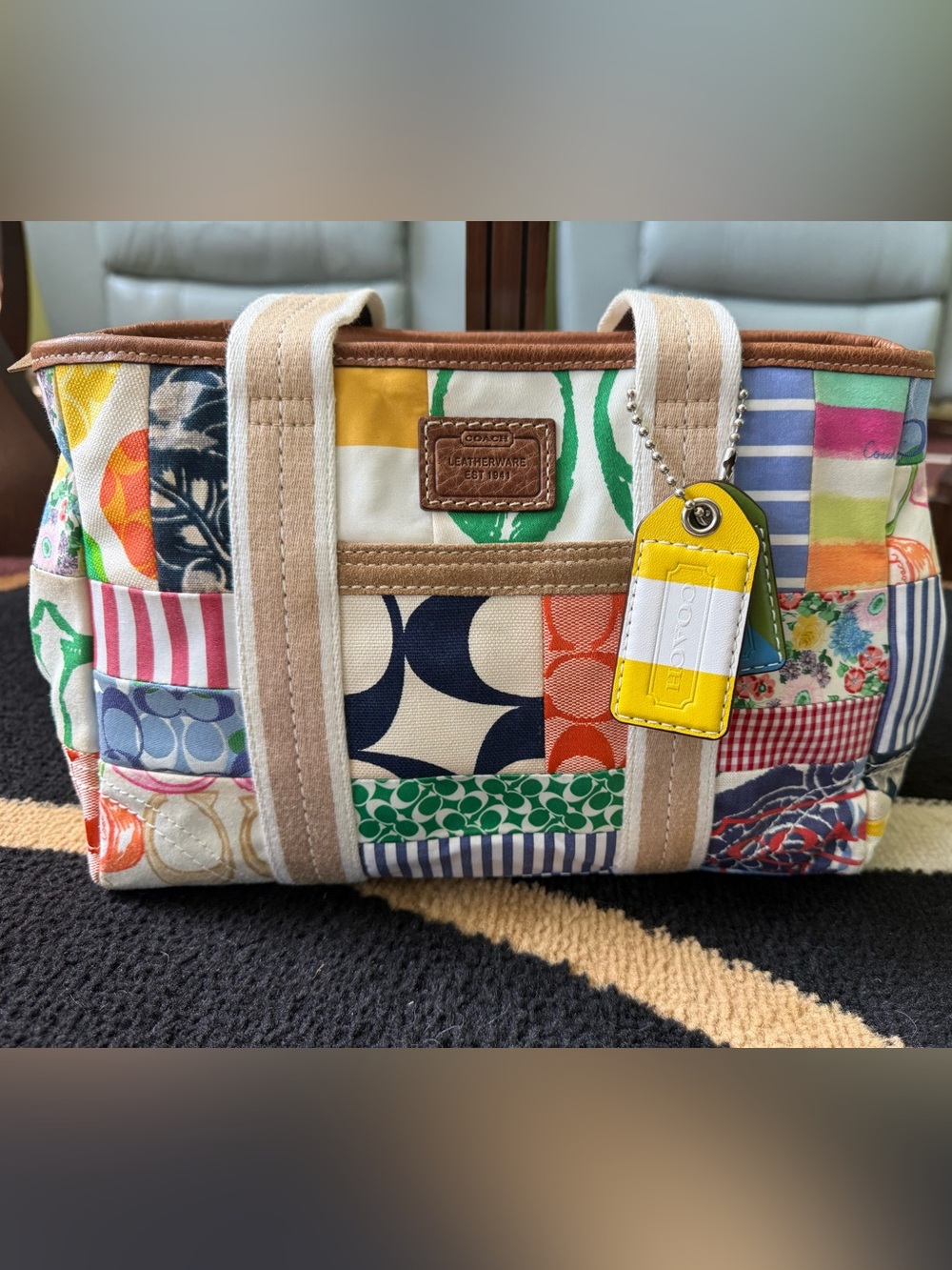 Coach Hampton Weekend Patchwork Tote Bag
